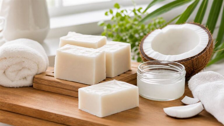 Xà phòng dầu dừa handmade với thanh xà phòng tự nhiên